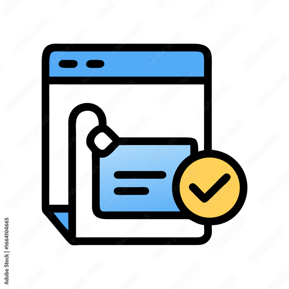 Poster document window with checked tick representing process confirmation success