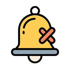 Notification bell icon with mute symbol on black background