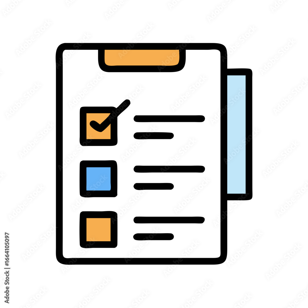 Poster checklist with blocks and checkmarks on a black background