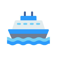 Vector illustration of a ship sailing on the water in simple style