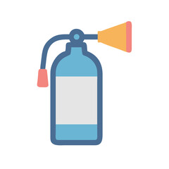 Flat style illustration of a blue fire extinguisher against a black background.