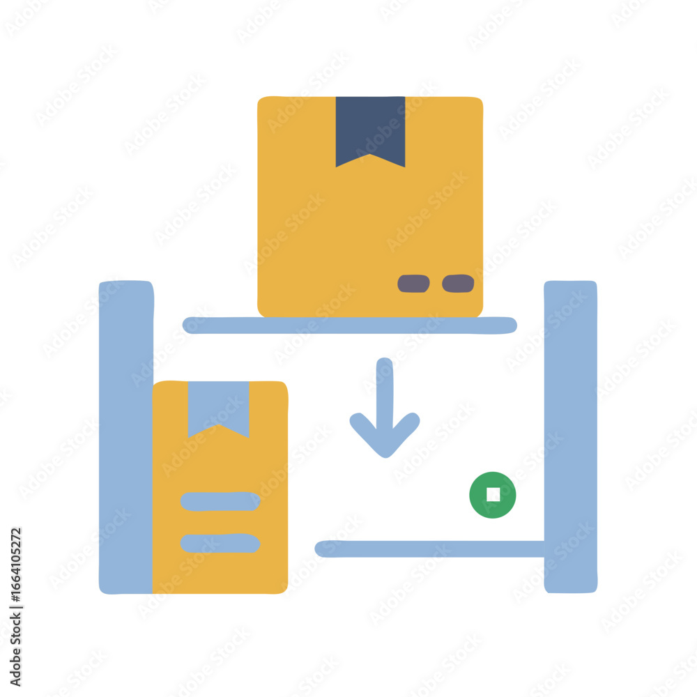 Poster flat design icon representing order fulfillment process with delivery