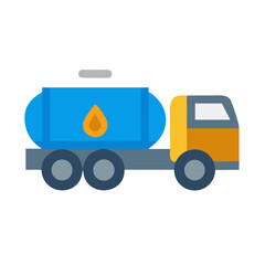 Stylized flat vector illustration of a fuel tanker truck in side view