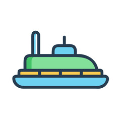 Flat illustration of a colorful hovercraft on a black background design