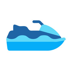 Flat Design Illustration of a Blue Jet Ski on a Black Background
