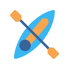 Stylized kayak and paddle on black background depicting outdoor water recreation activity