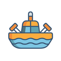 Vector Illustration of a Colorful Boat on Water Isolated on Black