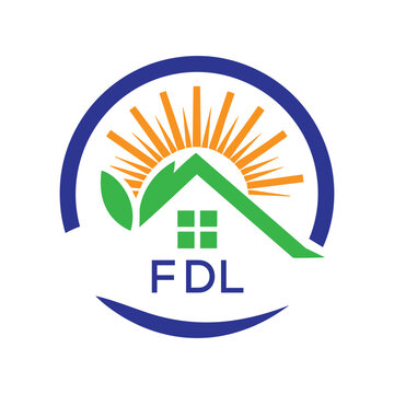 FDL Green Home Logo &ndash; Eco Friendly, Solar Energy, Real Estate and Sustainable Living Symbol. FDL Letter Logo.

