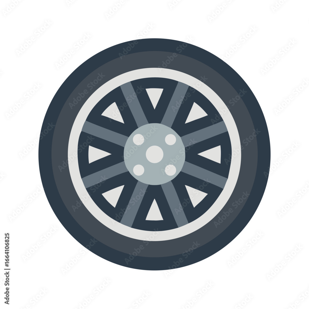 Poster wheel illustration with triangular patterns over a plain black background in flat style