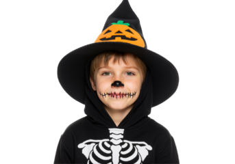 Adorable Little Boy in Skeleton Halloween Costume