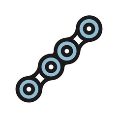 Minimalist light blue bicycle chain graphic on a stark black background design