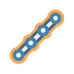 Stylized blue and yellow chain illustration in modern flat style over black