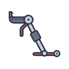 Stylized medical leg brace support device for rehabilitation and recovery on a black background