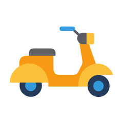 Illustration of a yellow and blue scooter on a black background