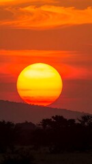 Obraz premium Vibrant sunset over hills