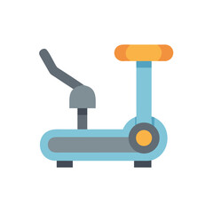Flat illustration of an exercise bike on a black background for workout promotions