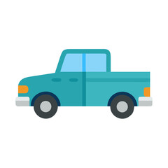 Teal Pickup Truck Illustration with Flat Design on Black Background Stock Image