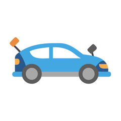 Flat vector illustration of a blue hatchback car on a black background