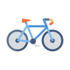 Minimalist bicycle illustration in blue and orange for transportation or design needs