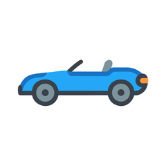 Naklejka premium Flat design blue convertible car illustration on a black background for commercial use