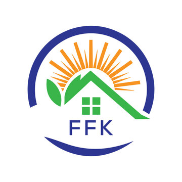 FFK Green Home Logo &ndash; Eco Friendly, Solar Energy, Real Estate and Sustainable Living Symbol. FFK Letter Logo.
