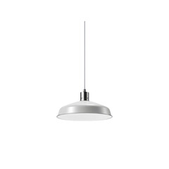 Modern Industrial Style Pendant Light, White Enamel Shade with Silver Metal Fixture