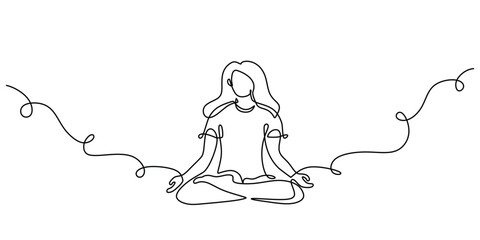 Woman in lotus pose meditating for wellness and relaxation