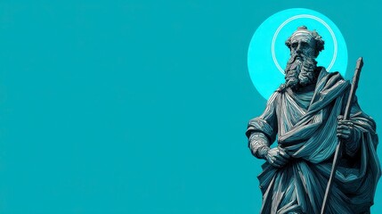 Ancient Sage in Blue Background Art
