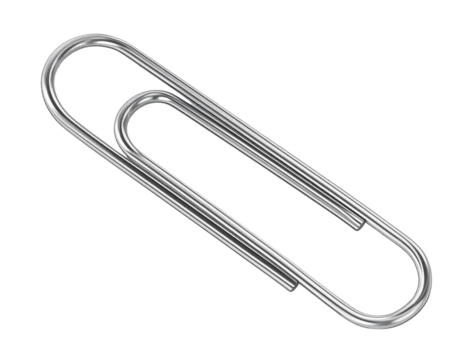 3D Render of Silver Paperclip Isolated on Transparent Background PNG - Powered by Adobe