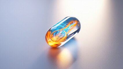 Abstract glowing capsule with energy streams pill medicine