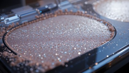 Shimmering beauty powder palette close up, ready for glamorous makeup application and cosmetic artistry