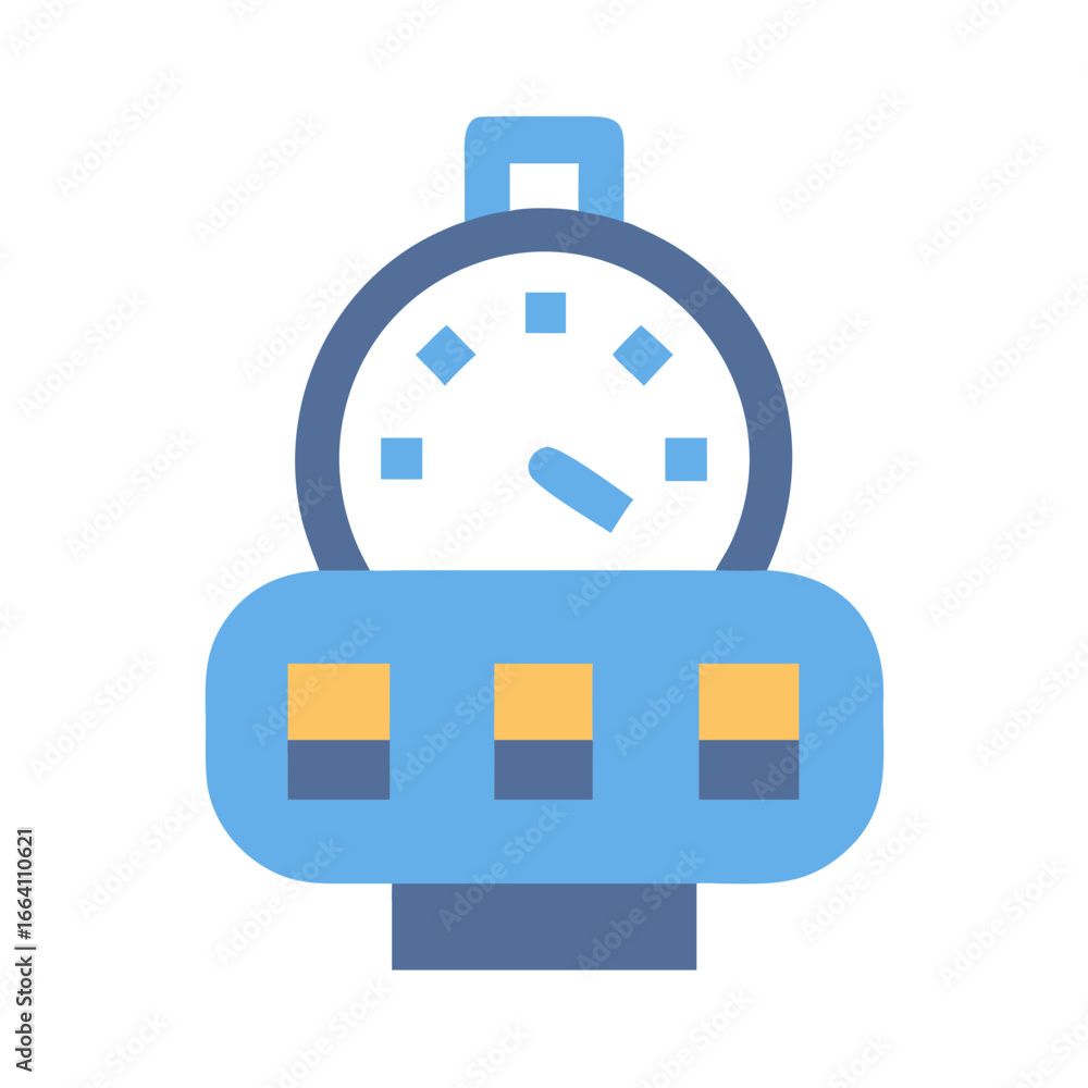 Poster stylized vector clock icon with geometric shapes and flat design elements.