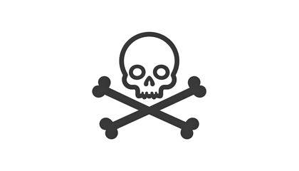 A simple, black and white graphic illustration depicts a skull and crossbones, a common symbol of danger.