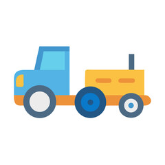 Naklejka premium Simple flat icon of a tractor with a trailer on a black background