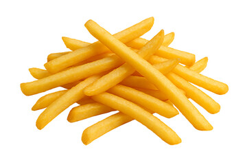 Fototapeta premium A perfectly golden and crispy pile of french fries stacked on top of each other, isolated on a transparent background
