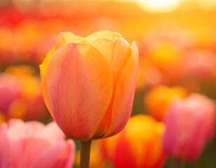 Vibrant tulip in golden light