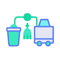 Waste Management Process Depicted with Turquoise and Blue Colors Against Black Backdrop