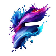 Abstract Colorful Paint Splash in Dynamic Composition Letter F on White Background