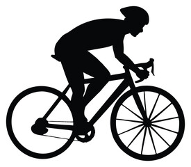 Naklejka premium Silhouette of a cyclist riding a bicycle on a white background simple design
