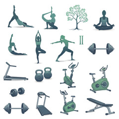 set of yoga icons