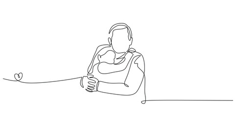 Continuous Line Art of a Father Hugging His Child for Fathers Day