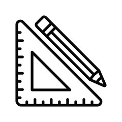 A ruler and pencil icon. Editable stroke. Vector illustration