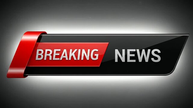 Breaking news banner with red and black design on gray background