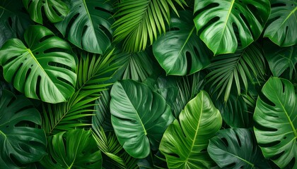 abstract green leaf texture, nature background, tropical leaves