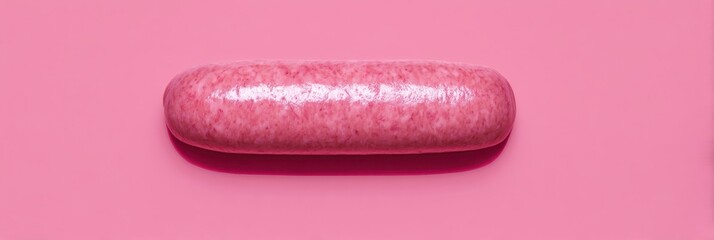 Bright Pink Sausage on Smooth Background