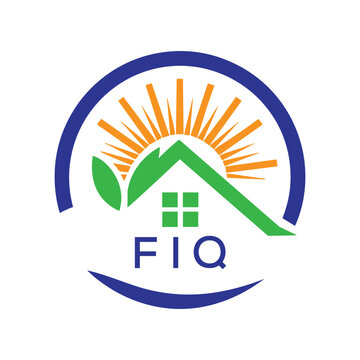 FIQ Green Home Logo &ndash; Eco Friendly, Solar Energy, Real Estate and Sustainable Living Symbol. FIQ Letter Logo.
