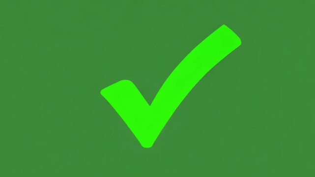 Green Check: This striking image presents a vibrant green check mark against a solid backdrop, perfect for conveying concepts like confirmation and acceptance.