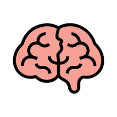 Human brain illustration against black background, flat design concept