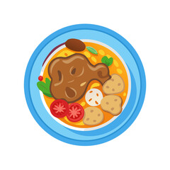 Wholesome bowl of Asian soup with vegetables and protein