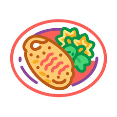 Stylish line art illustration of a delicious plated meal